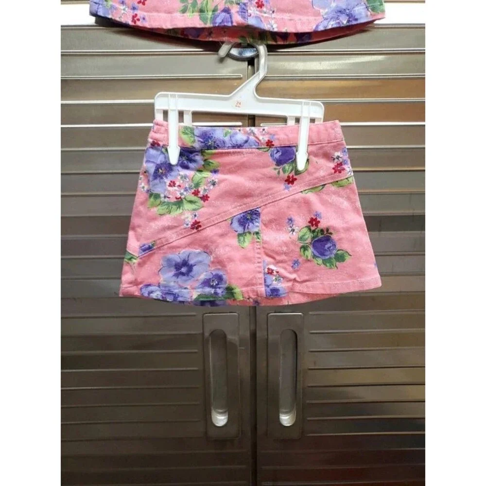 Twins! 2 Matching Floral Pink Skirts